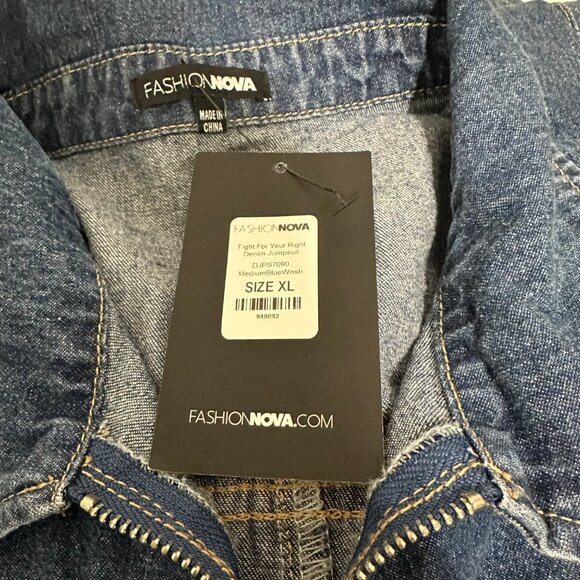 Fashion Nova Womens Long Sleeve Boilersuit Jumpsuit Size XL Workwear Inspired - Picture 5 of 7